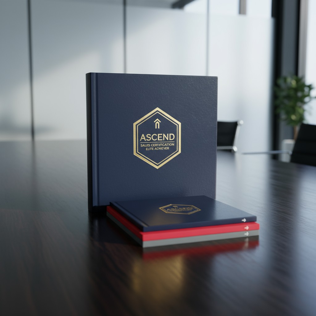 Two books on a table in an office setting.